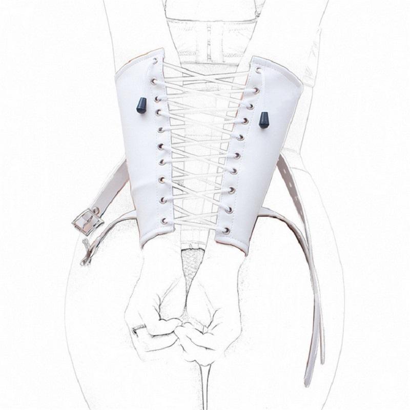 BDSM Bondage Leg/Arm Binder,Behind Back Straight Jacket,SM Leather Armbinder Restraint Slave Lockable Glove With Shoulder
