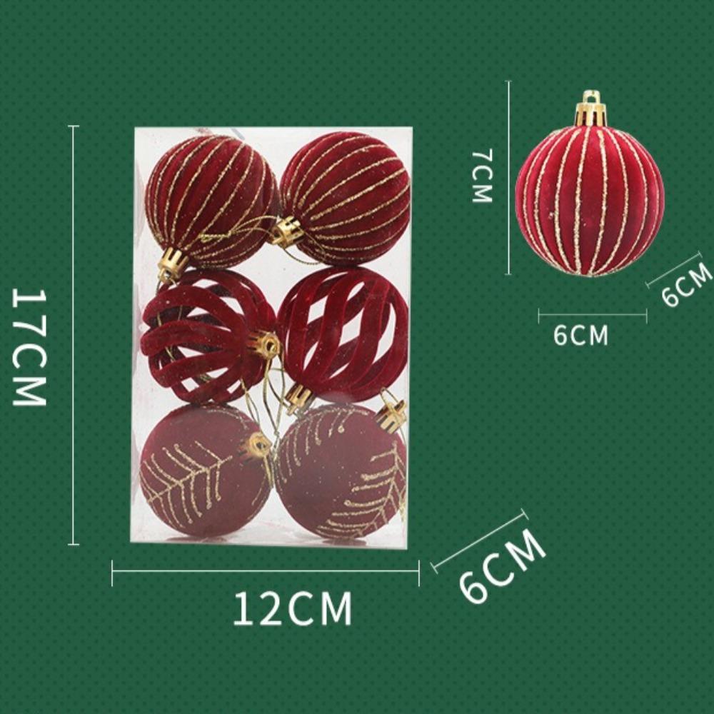 Christmas Ball, Red, Plush, Painted Ball, Christmas Tree Decoration, Hanging Ball, Window Decoration, Decoration, Christmas Velvet Ball
