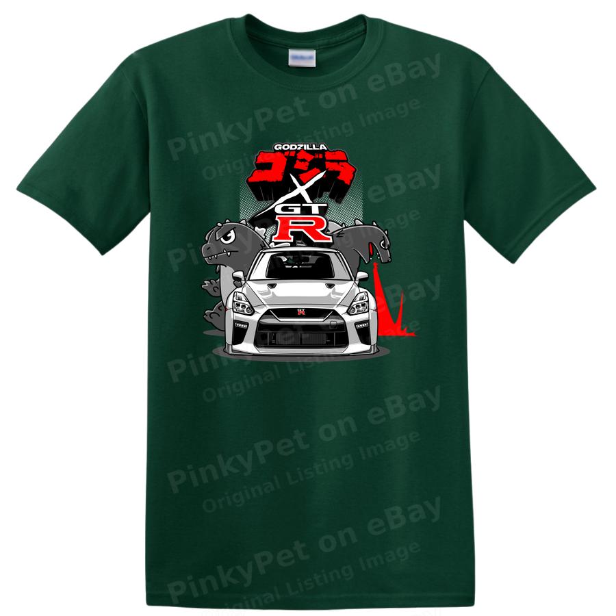 Godzilla X GT-R Car T Shirt Cool Anime Graphic Tee Funny Cartoon Design