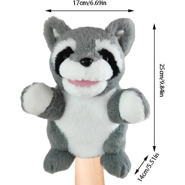 Animal Hand Puppets with Movable Mouth Plush Raccoon Stuffed Animal Hand Puppets Toys Interactive Plush Toys Kids Adults Animal Hand Puppets for Role