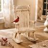 Colored Bird-on-Chair Figurine with Forever Missed Inscription, Raised Rocking Chair Form, and Cream-and-Brown Color for Indoor Shelf Display