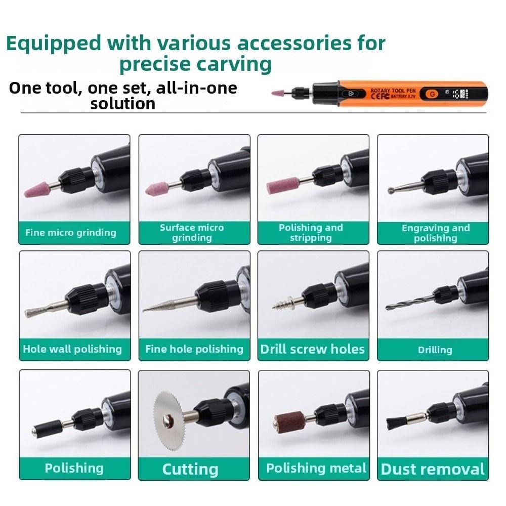 Wireless Digital Electric Mini Drill Adjustable Speed with LED Light Cordless Rotary Tool Handheld Digital Engraving Pen