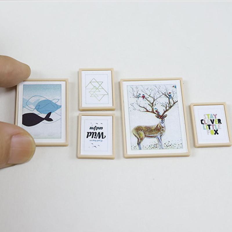1 Set Doll House Diy Accessories 1:12 Dollhouse Miniature Vintage Mural Photos Wall Picture Scene Decoration