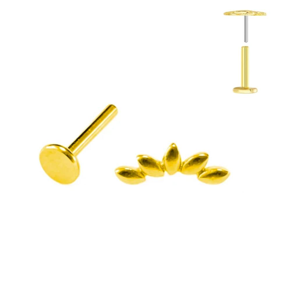 ASTM F136 G23 Titanium Leaf Branch Push In Threadless Labret Piercing 16/18/20G Earring Stud Cartilage Body Jewelry