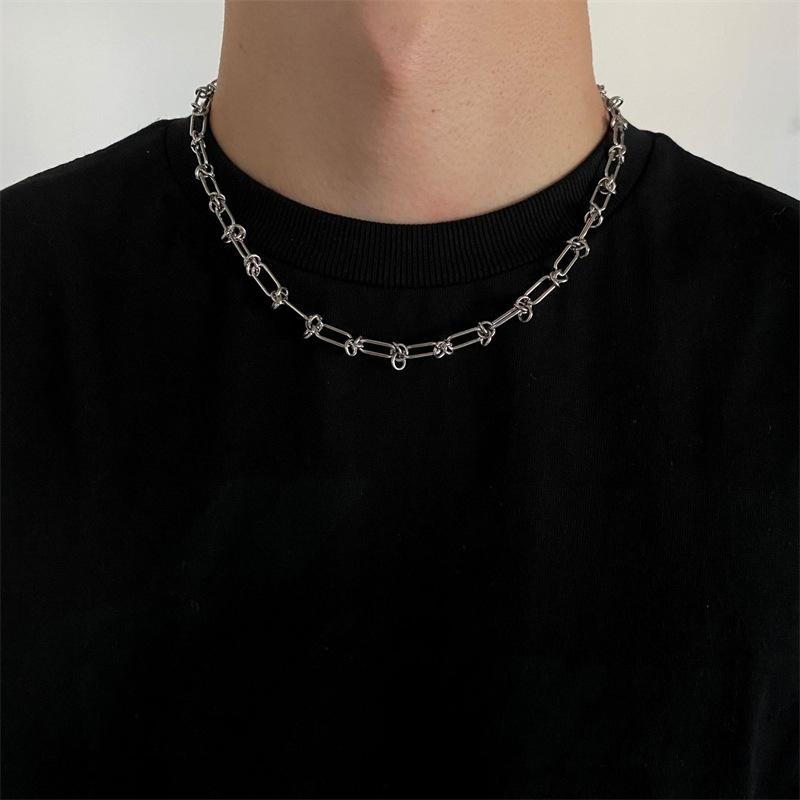 Fashionable And Minimalist Knotted Metal Necklace For Both Men's And Women's Hip-hop Punk Street Style Daily Jewelry Gifts