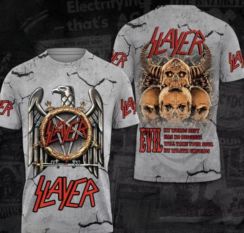 Popular Rock Band Slayer T-shirts 3D Print Men Women Casual Short Sleeve Round Neck T Shirt Oversized Tees Tops Unisex Clothing