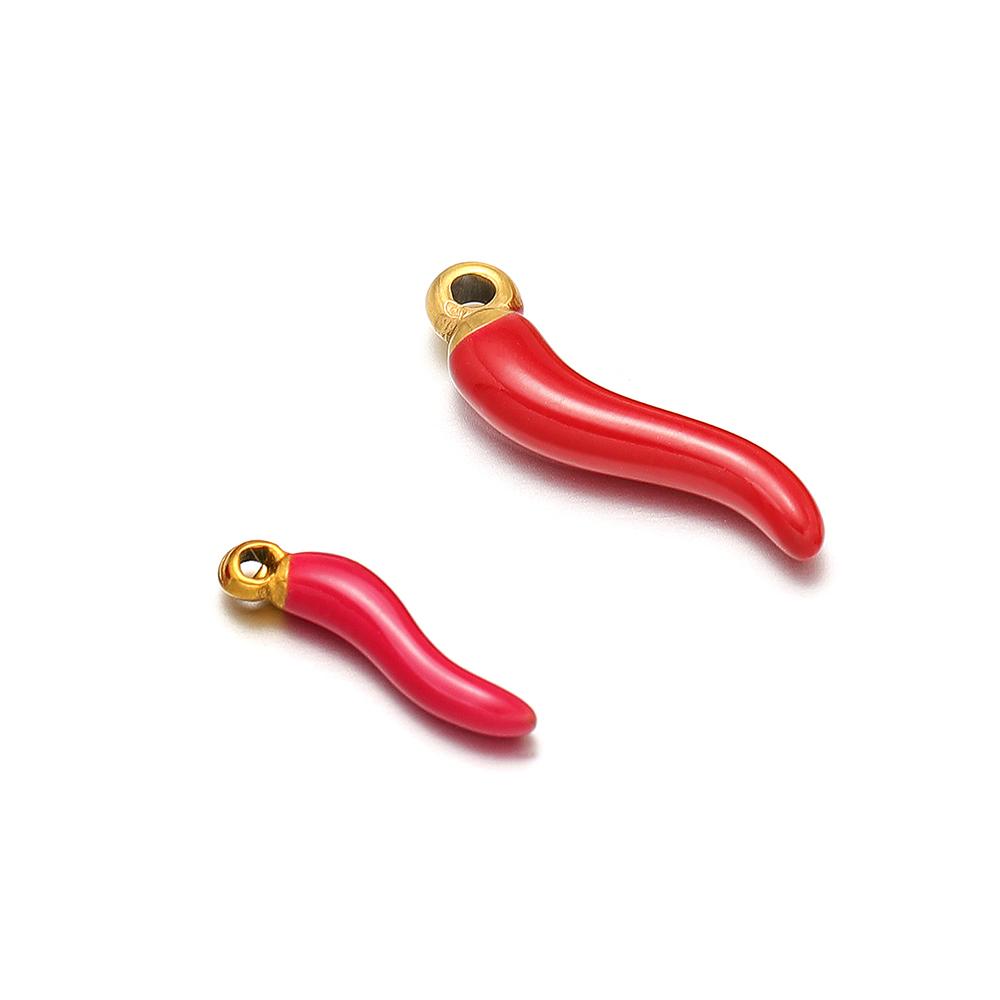 5pcs Stainless Steel Little Pepper Charms for Women Necklace Girls Bracelet Findings DIY Jewelry Accessories Earrings Making