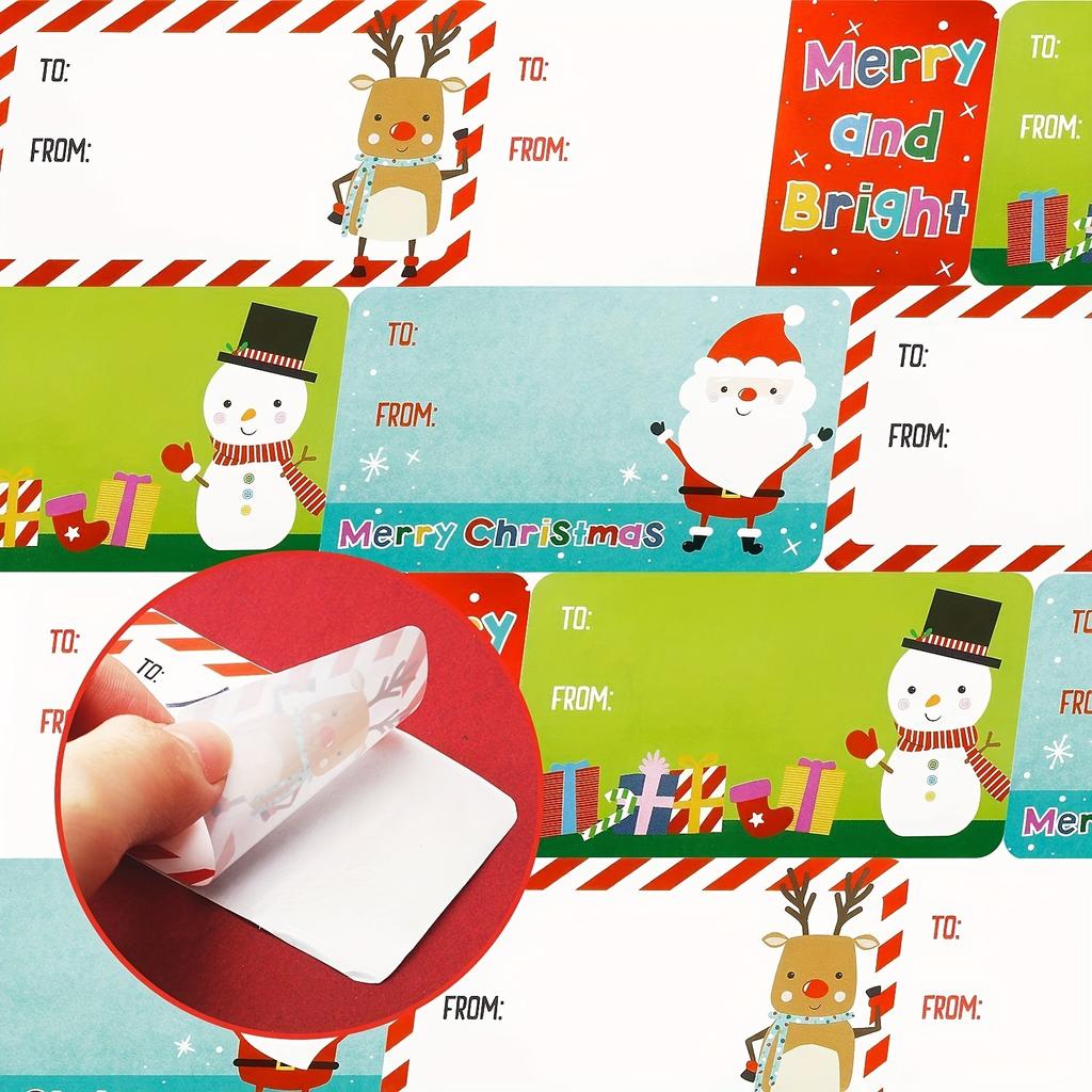 500pcs/roll Christmas Tags, Christmas Holiday Decoration Gift Series Self-adhesive Sticker Labels