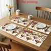 2D Flat Printing 4pcs Placemat Set with Valentine'S Day Spring Decorations Featuring Colorful Floral Vine Patterns