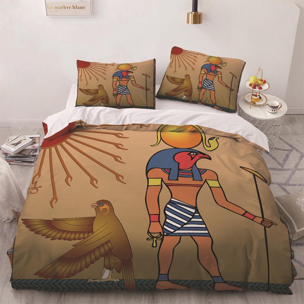 Africa Egypt King Queen Duvet Cover Egyptian Pharaoh Bedding Set For Teens Adults Ancient Frescoes 2/3pcs Polyester Quilt Cover