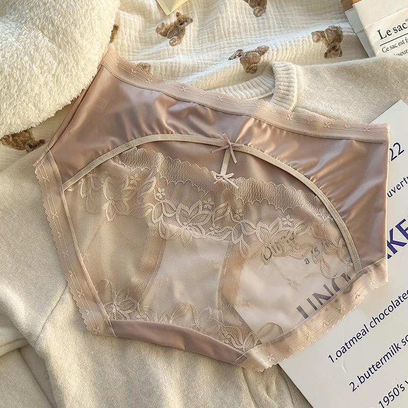 

Плюс Размер Дамы Новое Чистое Бедро Сексуальное Кружевное Нижнее Белье Средней Талии XXXL кофейный