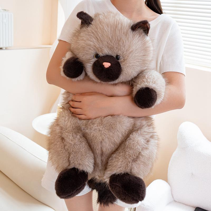 Siamese Cat Plush Toy - Soft Fluffy Stuffed Kitten Doll Realistic Furry Animal Sofa Home Decor Birthday Gift For Women Girls