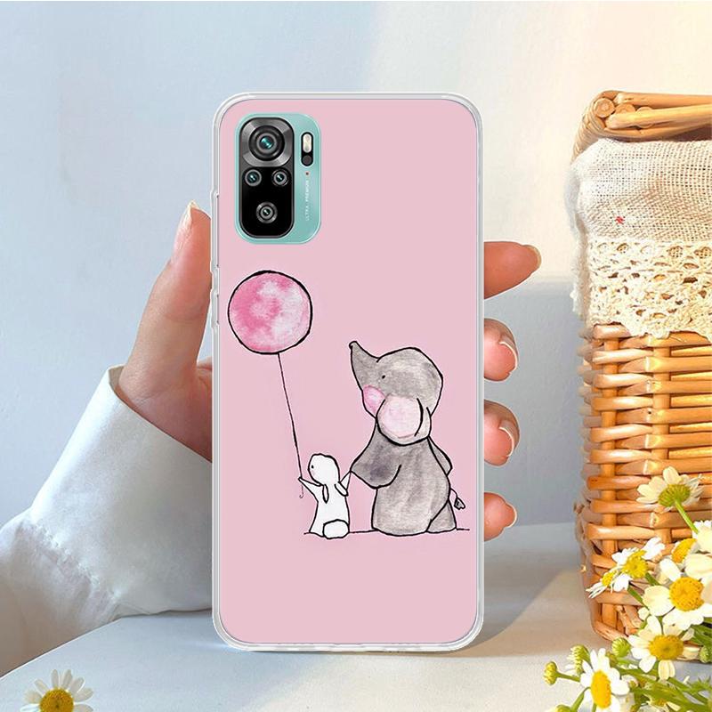 Cartoon Elephant Pink Soft Phone Case For Xiaomi Redmi Note 15 14 14S 13 12 Pro Plus 12S 11 11S 11E 10 10S 11T 5G Fundas Coque R