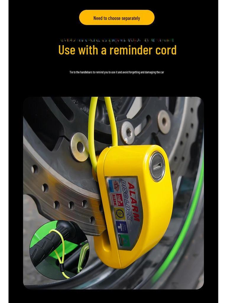 Blocca Disco Freno Antifurto Universale per Auto, Moto e Biciclette con Sistema di Allarme