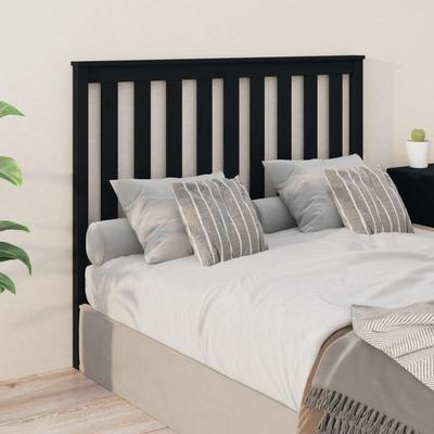 Vidaxl Bed Headboard, Black, 126X6X101 Cm, Solid Pine Wood
