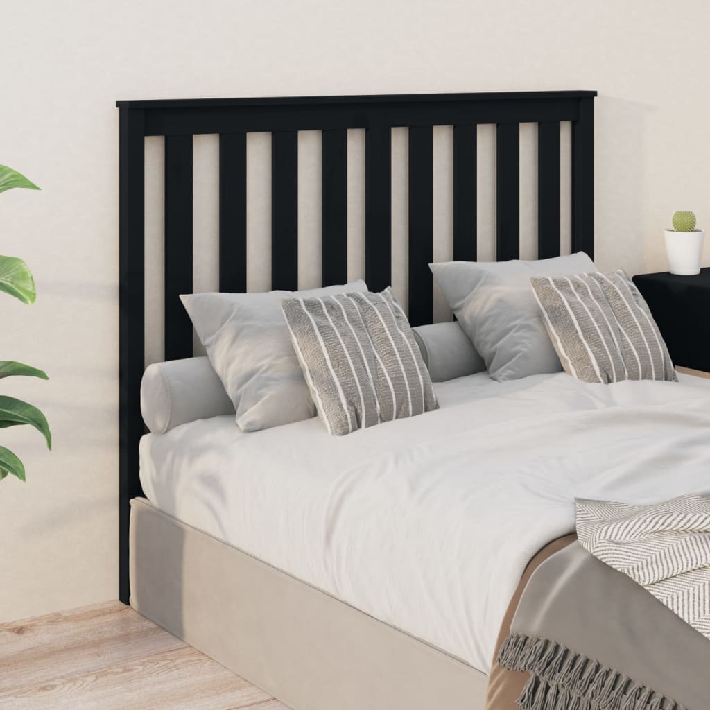 Headboard Black 126x6x101 Cm Solid Pine Wood