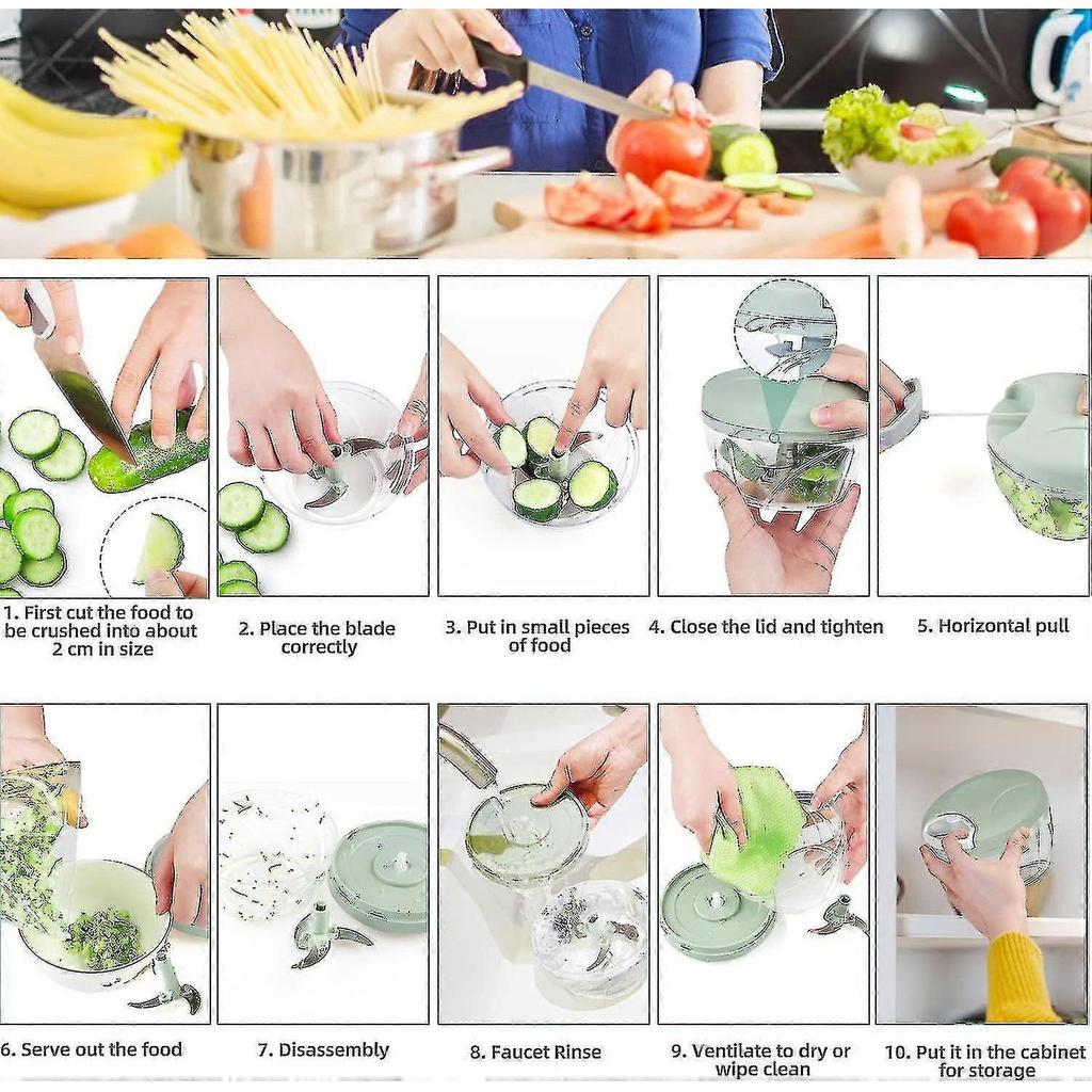 2024 Manual Chopper, 500ml Manual Vegetable Chopper, Multi-chopper Kitchen Onion Cutter For Vegetables, Mini Manual Vegetable Chopper For Salad Onion 