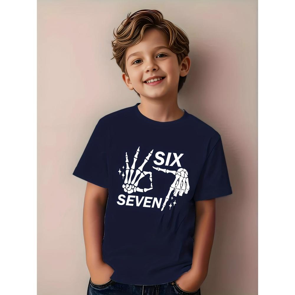 67 Six Seven Italian Brain Rot Math Joke T-Shirt Funny Casual Short Sleeve Round Neck Tops Summer Comfortable Children's T-Shirt