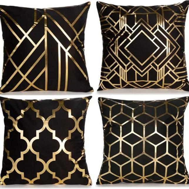 Gold-stitched Pillowcase European Classical Hot Light Luxury Home Super Soft Short Plush Sofa Cushion