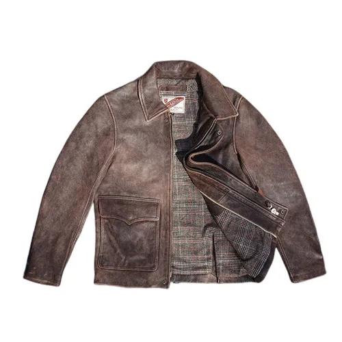 

Мужская куртка из натуральной коровьей кожи с винтажными лацканами, мягкая, настоящая, мужская, поношенная, Jaqueta Masculina M