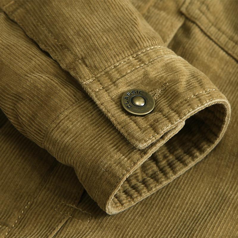 Veste Homme en Velours Côtelé Rembourrée en Coton Coupe Décontractée Courte Grande Taille Veste Polaire