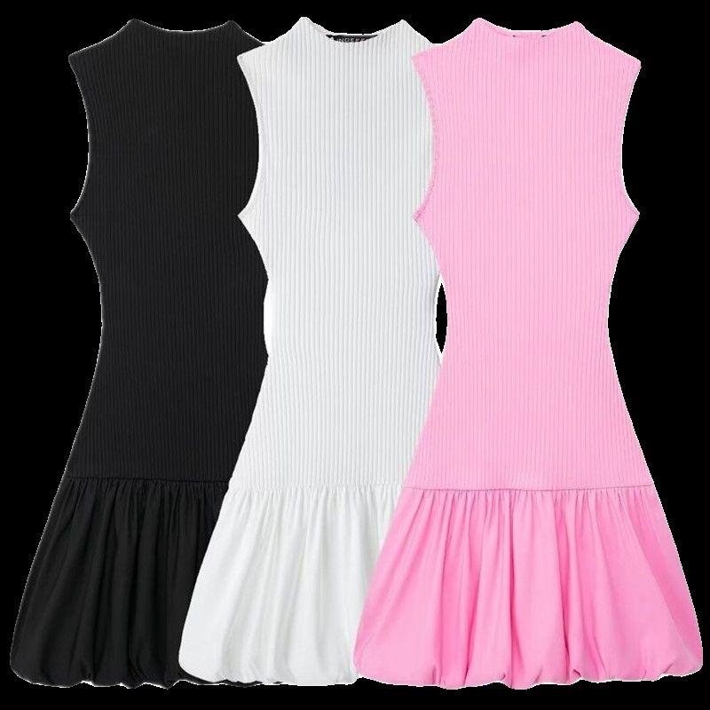 Fashion Style 2024 Summer New Arrival Women's Clothing Stylish Balloon Style Rib Backless Dress 0085361