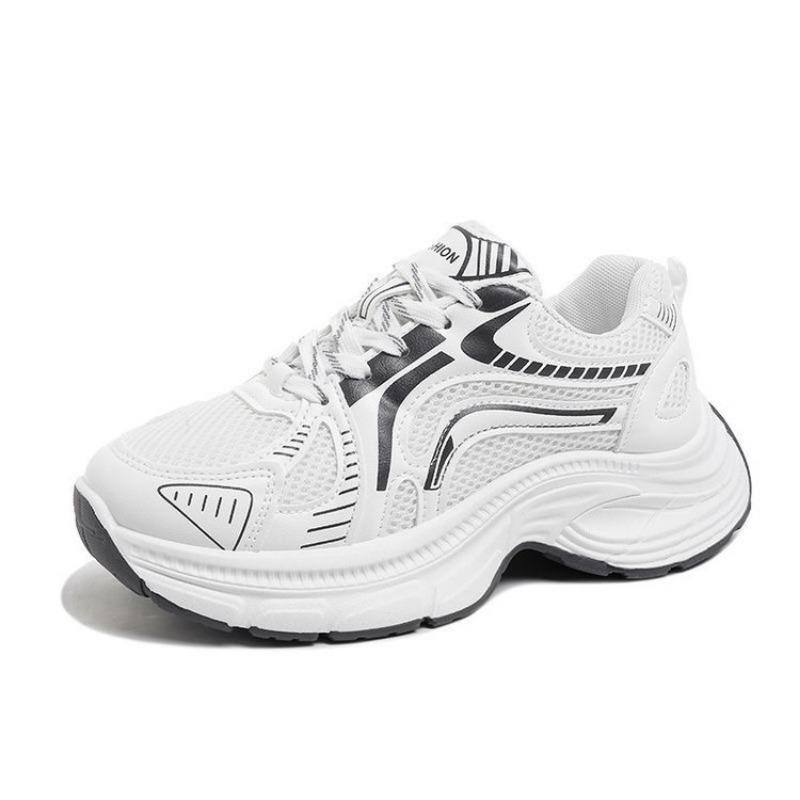 

Silver and white rubber sole platform dad shoes women s new mesh dirt-resistant running shoes student lace-up sneakers 35 белый