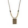 Colorfast Beaded Tarot Card Pendant Necklace with Heart-Shaped Charm, Fashionable Gold-Plated Design On Colorful Rope