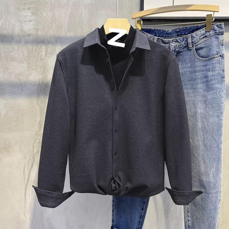 

Мужская модная хлопковая куртка-рубашка в корейском стиле, однотонная XL