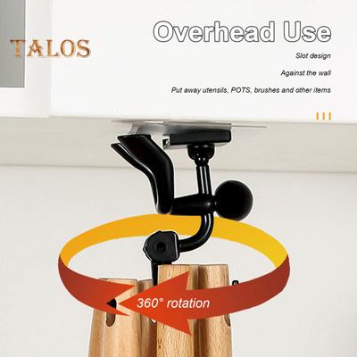 1 Set Hanging Hook Wall Mounted Rotating Hanger Hook with 6 Hooks Punch Free Self-adhesive Storage Hook for Kitchen Bathroom