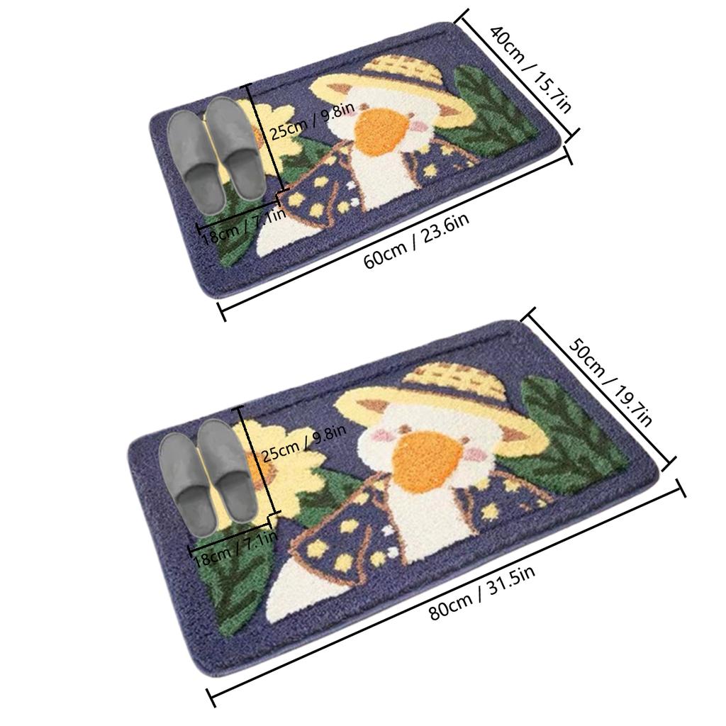 Cute Animal Cashmere Bathroom Floor Mat Bathroom Non-slip Absorbent Mat Entry Door Mat Easy To Clean Carpet