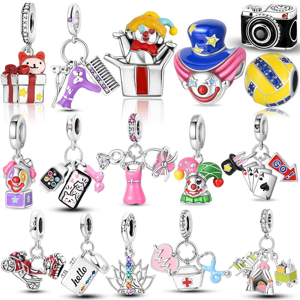 Originalcopper Colorful Clown Camera Gift Charms Beads Fit Bracelet Jewelry Diy Women Fine Gift Accessories Necklace