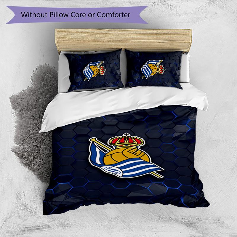 Real Sociedad FC Printed 3PCS Bedding Set Breathable Duvet Cover with Pillowcases Decorative Bed Linen for Bedroom Home