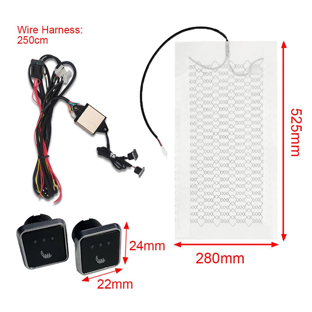 4Pcs Universal Car Seat Heater 12V Carbon Fiber Heat Pads 3 Levels Dual Square Control Switch With Harness As Winter