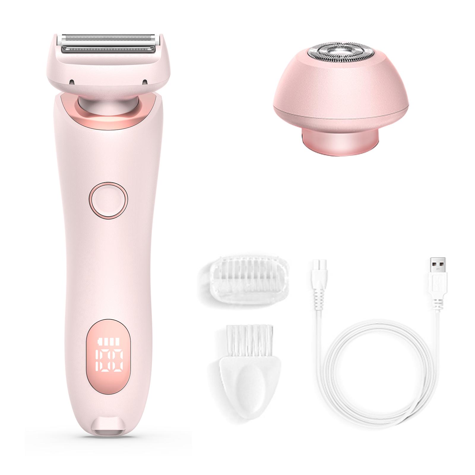 

Электробритва для женщин Электрический триммер для женского бикини, ног, подмышек, лобковых волос Перезаряжаемый триммер для влажного и сухого использования розовый