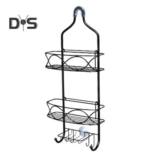 

Стеллаж для хранения со съемной корзиной, большой вместимости, простая установка, 3-слойный подвесной душевой шкаф, большой органайзер для ванной комнаты чёрный