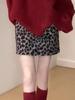Autumn/Winter High-Waist Leopard Mini Skirt: A-Line, Thickened, Sexy Lambswool for Petite Women