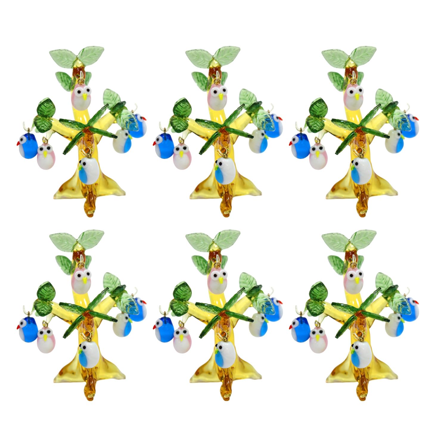 Fourcart Милая сова Ручная работа Стекло Маленькая сова Дерево совы (Набор 6)