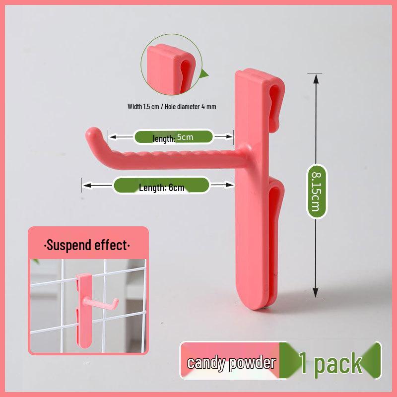 Nail-Free Grid Panel Hook for Wire Mesh Shelves - No-Drill Wall Storage Hooks for Kindergarten Display