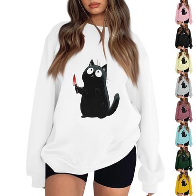 Women's Pullover Dropped Shoulder Halloween Print Sports Sweatshirt Top