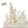 Christmas Theme Home Decor Winter Village Jewelry Tray 3D Printed Snow House Pine Tree Decorative Dish Matte White Trinket Bowl Mini Desktop