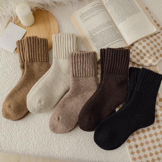 Unisex Winter Socks Warm Thickened Crew Socks Ribbed Stretchy Casual Thermal Socks for Men Women Daily Errands Hiking Skiing