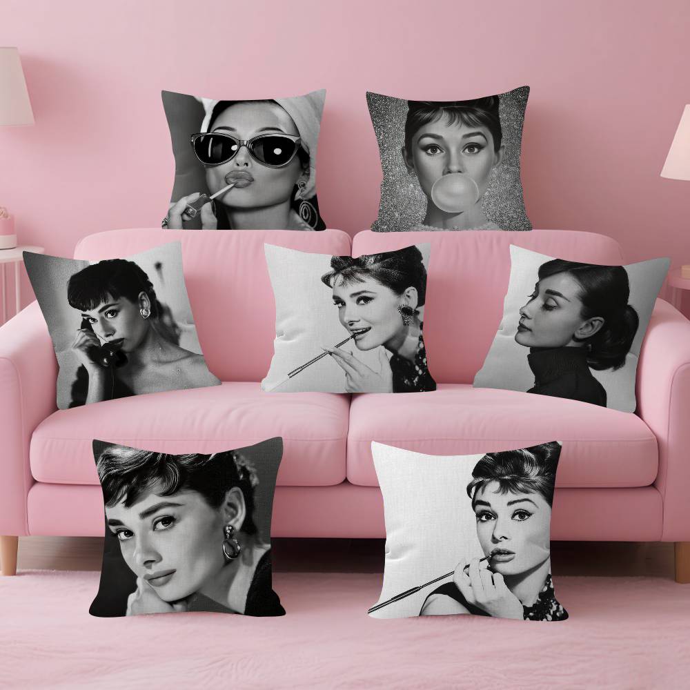 Panika Chen Unisex Audrey Hepburn Lipstick Cushion Cover Car Throw Pillow Case For Sofa Car Christmas Gift