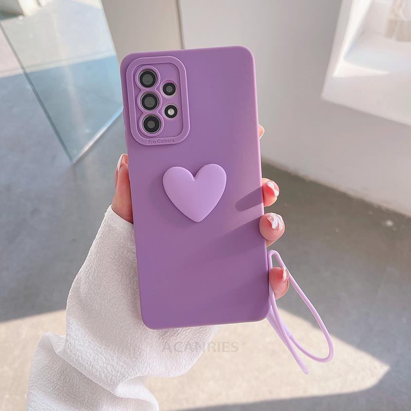 A 13 52s 53 Etui silikonowe na smycz Love Heart Dla Samsunga Galaxy A52 A53 A13 A23 A33 A73 A72 A32 A12 A22 4g 5g Pełna osłona aparatu