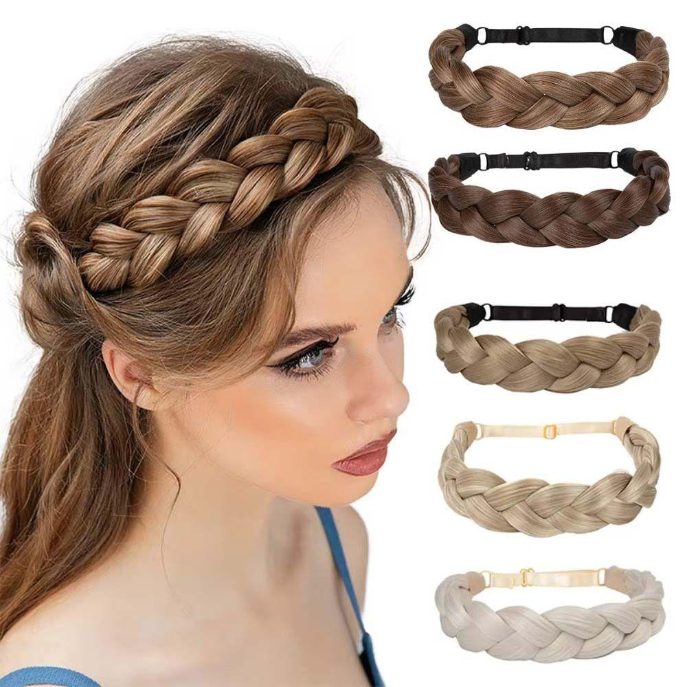 Premium Braided Elastic Band Hair Synthetic Retro Head Hoop Braiding Hair Headband Daily Wear