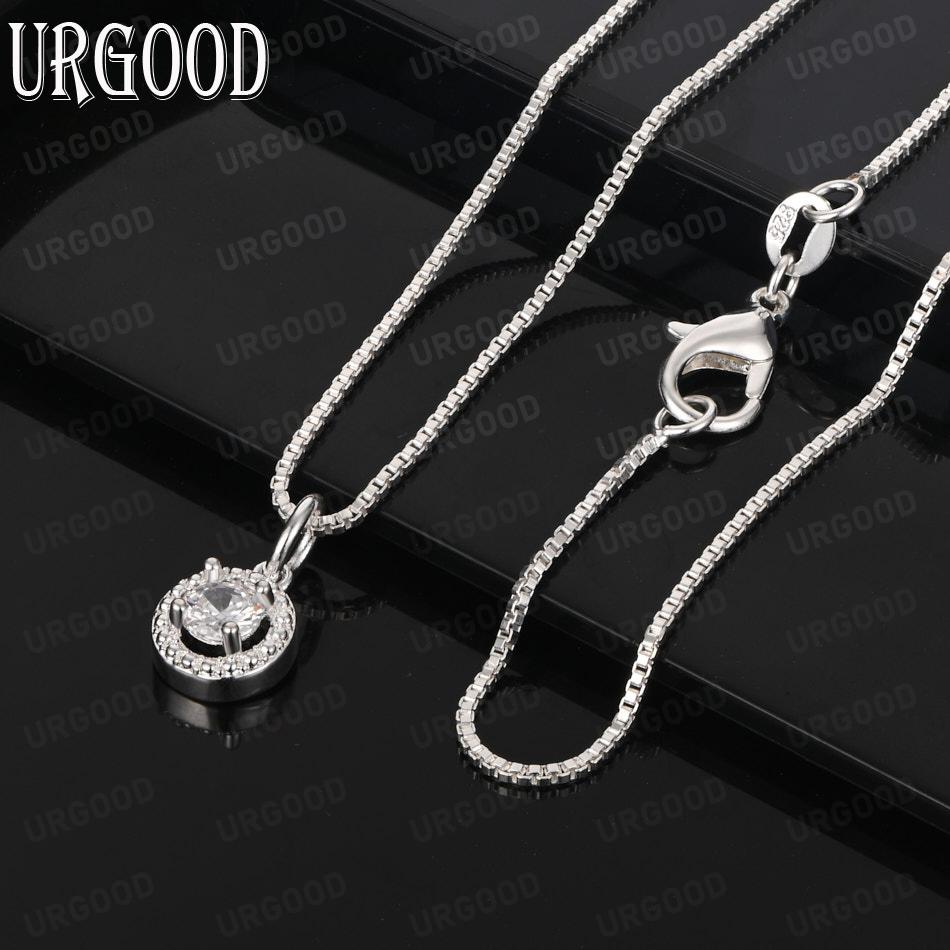925 Sterling Silver Fashion Jewelry AAA Zircon Pendant Necklace Wedding Gift