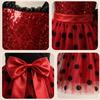 Kids Ladybug Red Polka Dot Tulle Dress, Girls Puffy Dress with Bag & Mask, Size 100-150