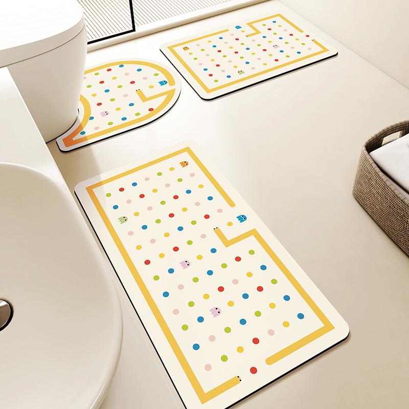 Toilet Three Piece Floor Mat Washable Wear Resistant Diatom Mud Floor Mat Simple Wind Bathroom Anti Slip Mat
