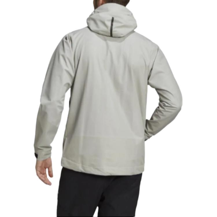 Adidas Terrex Waterproof Primeknit Rain Color Block Striped Hooded Zip Waterproof Long Sleeve Jacket Men Jacket Light-Gray FT6874