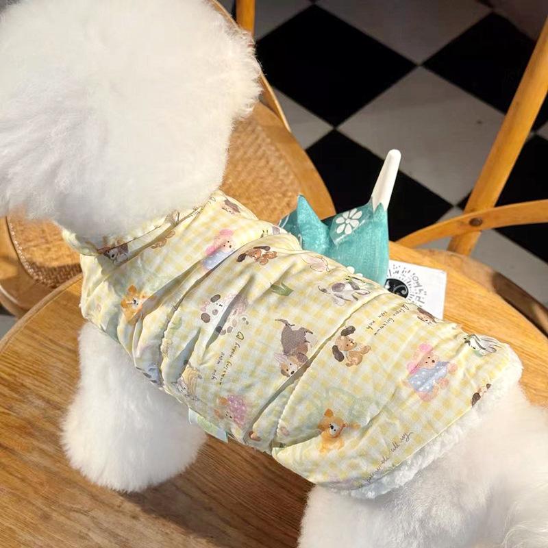 Pet Thick Cotton Clothes Teddy Cat Bichon Frize Pomeranian Small Dog Yorkshire Dog Clothes Winter Warm Cotton Clothes
